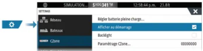 SIMRAD NSS evo3S - Ouverture du volet CZone® désactivée au démarrage - 1