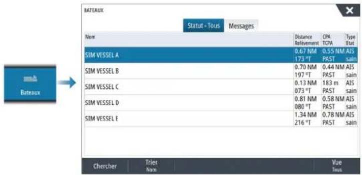 SIMRAD NSS evo3S - Boite de dialogue Vessels (Bateaux) - 1