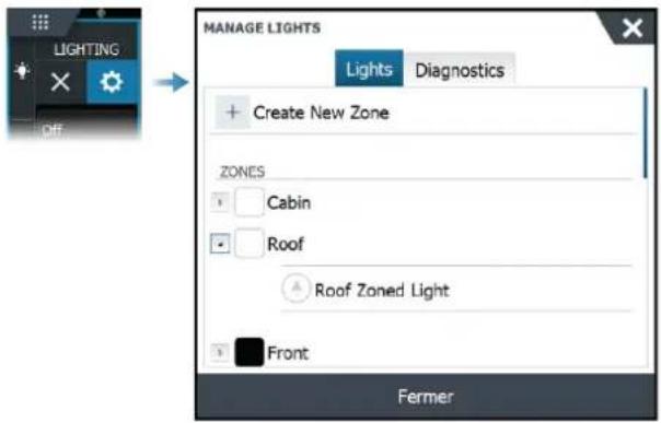 SIMRAD NSS evo3S - Boîte de dialogue Gérer l'éclairage - 1