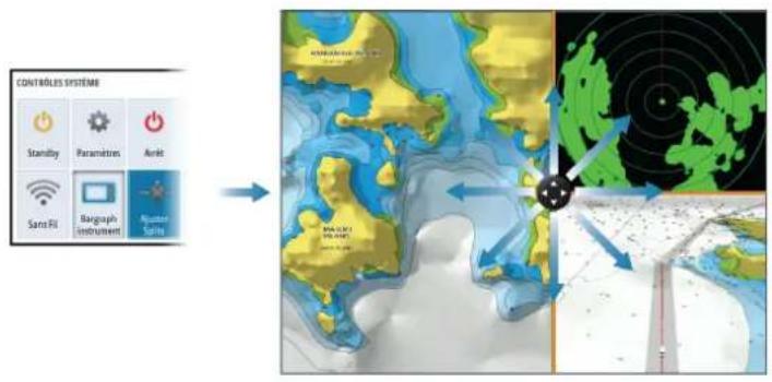 SIMRAD NSS evo3S - Ajustement du fractionnement dans les pages à plusieurs fenêtres - 1