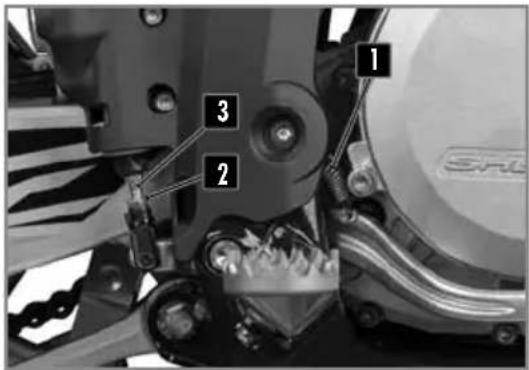 Sherco 450 SEF (2025) - ADJUSTING THE TRAVEL OF THE REAR BRAKE PEDAL - 1