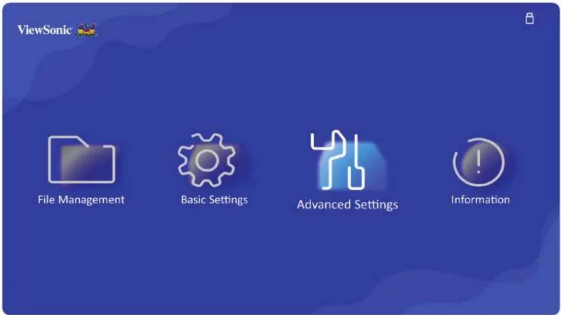 ViewSonic File Management Basic Settings Advanced Settings Information