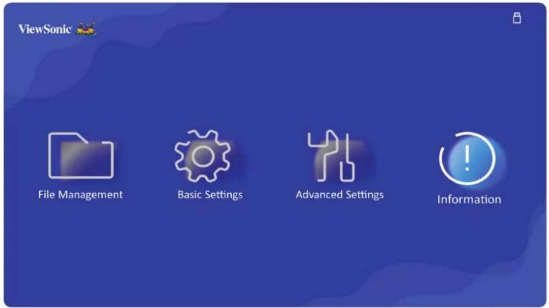 ViewSonic File Management Basic Settings Advanced Settings Information