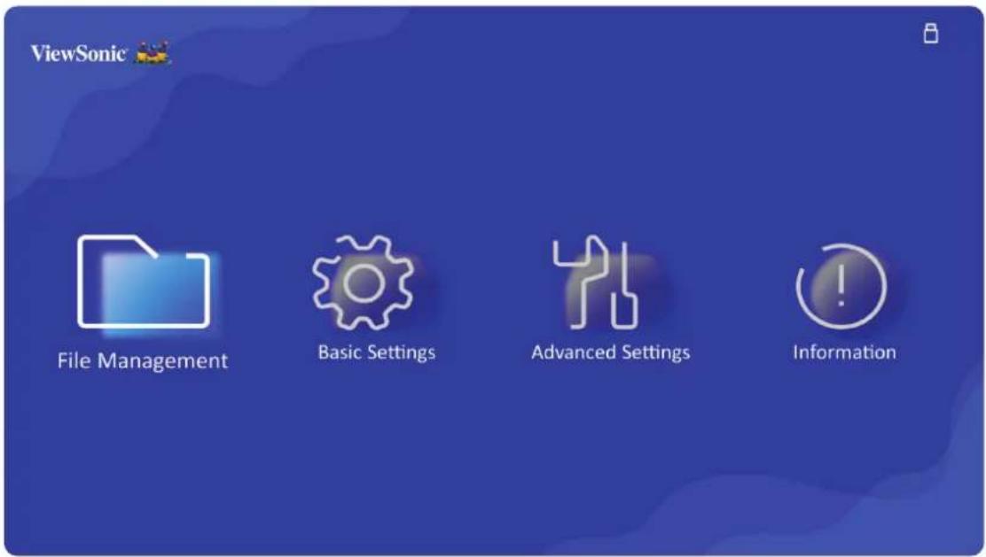 ViewSonic File Management Basic Settings Advanced Settings Information