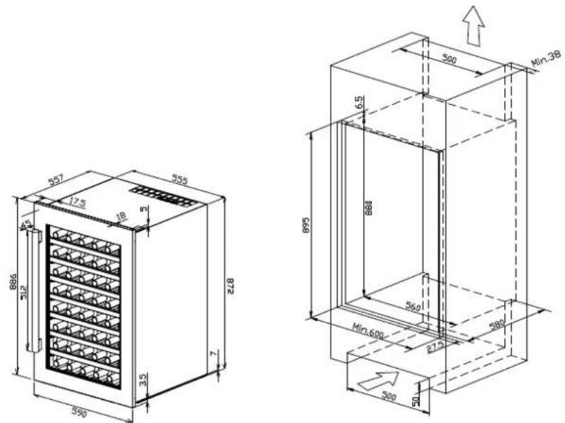 TEKA RVI 20046 GBK - Especificaciones de instalación para empotrar el armario - 1