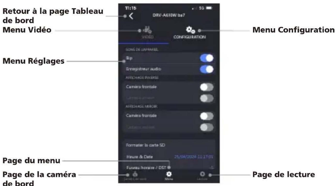 KENWOOD DRVA610W - ACCÉDER AU MENU VIDÉO ET AU MENU CONFIGURATION (PAGE DE MENU) - 2