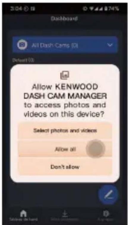 KENWOOD DRVA610W - OUVRIR L'APPLICATION KENWOOD DASH CAM MANAGER SUR VOTRE APPAREIL MOBILE - 1
