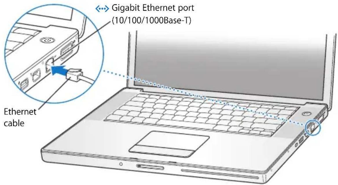 APPLE MacBook Pro 13 3" MD102NA - To connect to a DSL or cable modem or an Ethernet network: - 1