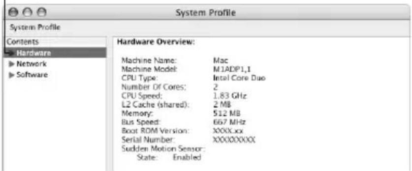 APPLE MacBook Pro 13 3" MD102NA - You can use System Profiler to find out detailed information about your MacBook Pro. - 1
