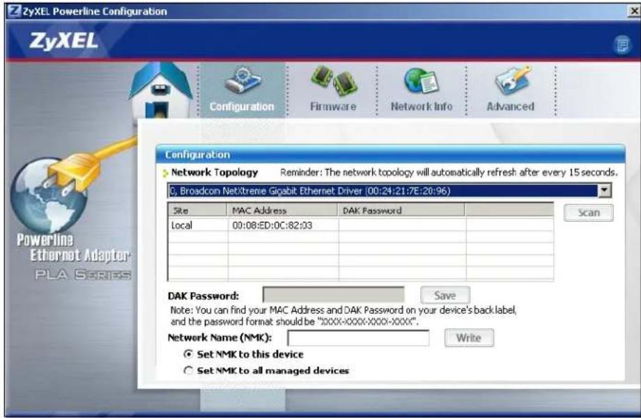 ZYXEL PLA4211 - Configuration Screen - 1