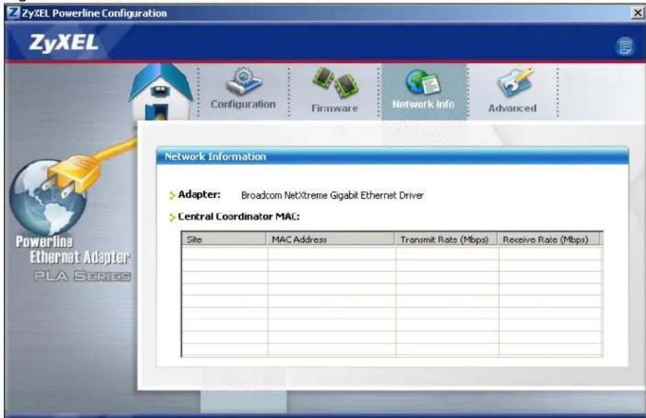 ZYXEL PLA4211 - Network Info Screen - 1