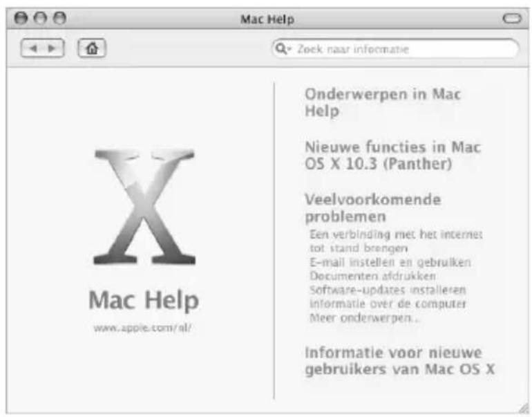 Mac Help Zoek naar informatie Onderwerpen in Mac Help Nieuwe functies in Mac OS X 10.3 (Panther) Veelvoorkomende problemen Een verbinding met het internes tot stand brengen E-mail instellen en gebruiken Documenten afdrukken Software-updates installeren informatie over de computer Meer onderwerpen.. Informatie voor nieuwe gebruikers van Mac OS X Mac Help www.apple.com/al/