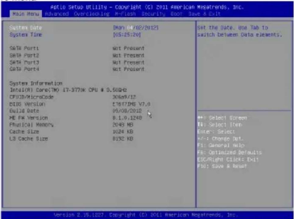 MSI H61IE35W8 - Le barre menu - 1