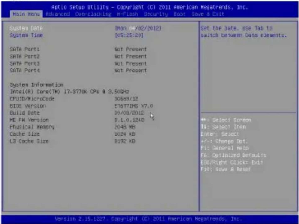 MSI H61IE35W8 - メニューバー - 1
