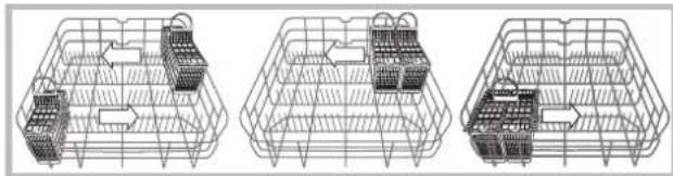 HOTPOINT LFTA+ 3214 HX - Exemples de rangement dans le panier à couverts - 1