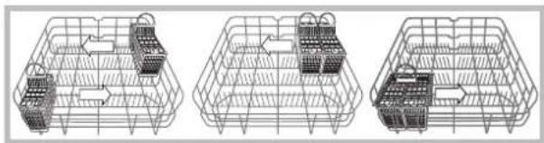 HOTPOINT LFTA+ 3214 HX - Ejmplos de colocacion del cesto para cubiertos - 1