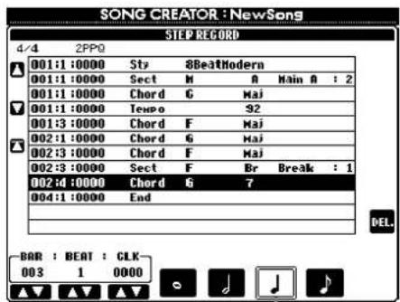 YAMAHA PSRA1000 - Appuyez sur la touche [BREAK] pour spécifier la section Break et saisissez les accords comme illustré à droite. - 2