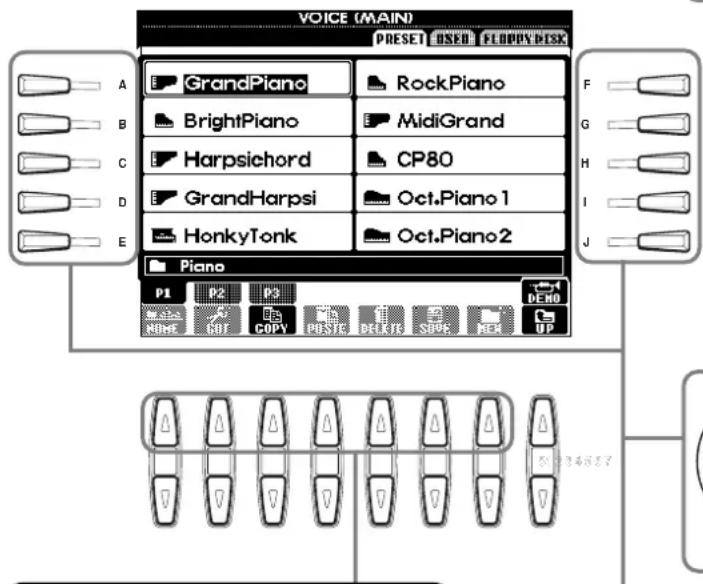 YAMAHA PSRA1000 - Sélection de fichiers et de dossiers - 1