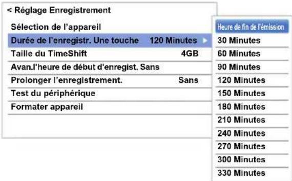 TOSHIBA 47L6463DG - Pour régler la durée d'enregistrement pour l'Enregistrement une touche: - 1