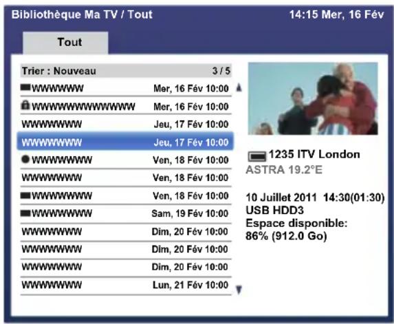 TOSHIBA 47L6463DG - Pour afficher l'écran Bibliothèque Ma TV: - 1