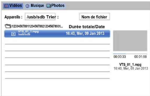 TOSHIBA 47L6463DG - Liste des videotos (USB et Lecteur réseau film) - 1