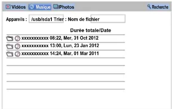 TOSHIBA 47L6463DG - List des musiques (USB et Lecteur réseau Musique) - 1
