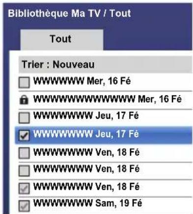 TOSHIBA 47L6463DG - Pour supprimer une émission enregistrée: - 1