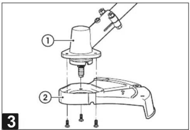 Technical diagram of a mechanical assembly with numbered components, likely for assembly or maintenance instructions.
