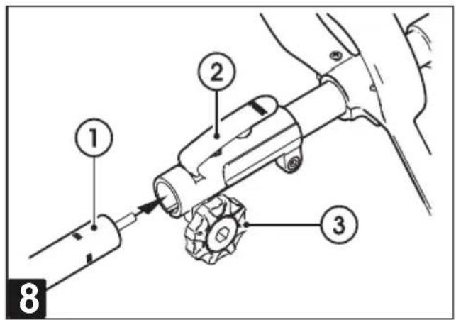 Technical diagram of a mechanical assembly with numbered components, likely for assembly or maintenance instructions.