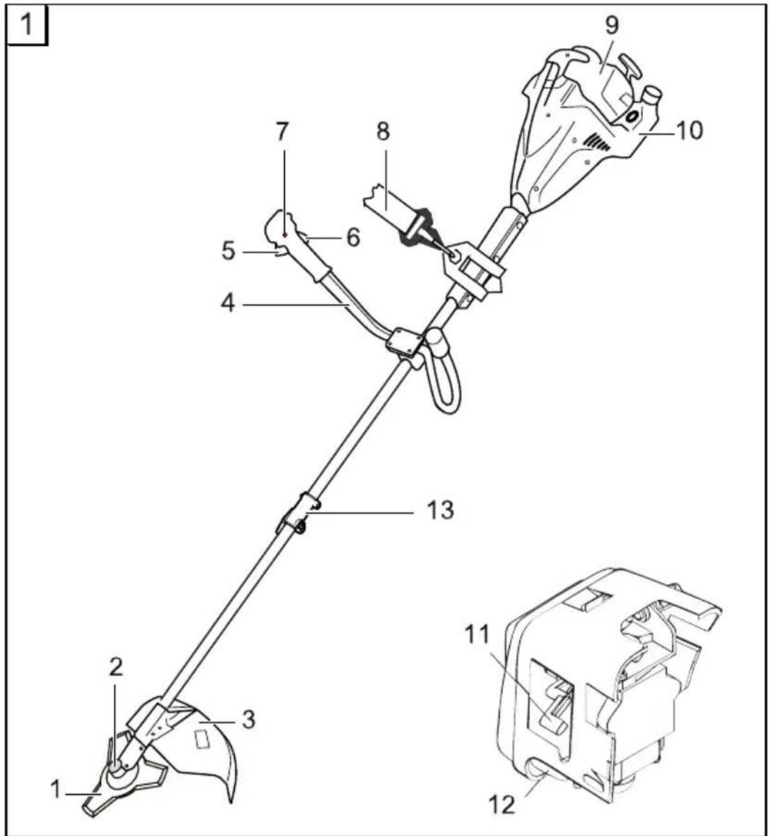 Technical diagram of a mechanical device with numbered components, including a close-up view of the internal structure.