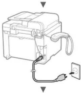 CANON iSensys FAXL410 - Conexión del cable de alimentación y encendido del interruptor de alimentación - 2