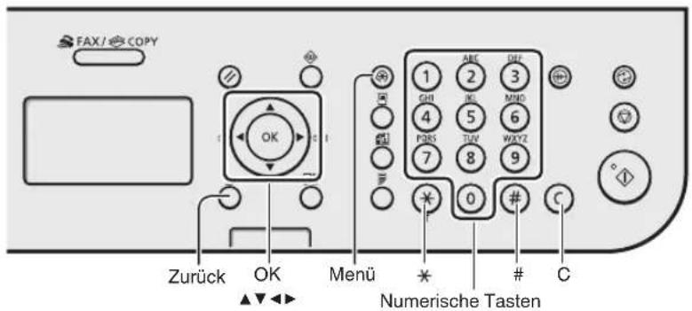 CANON iSensys FAXL410 - Navigieren durch das Menu und Texteingabemethode - 1