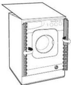 INDESIT IWME 127 - Mounting the wooden panel onto the door and inserting the machine into cabinets: - 3