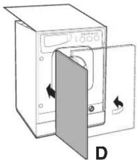INDESIT IWME 127 - Mounting the wooden panel onto the door and inserting the machine into cabinets: - 4