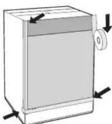 INDESIT IWME 127 - Mounting the wooden panel onto the door and inserting the machine into cabinets: - 5
