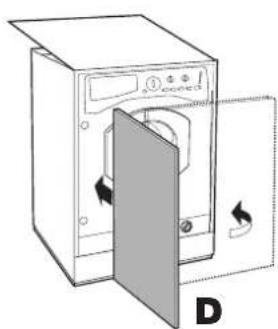 INDESIT IWME 127 - Application du panneau d'habillage en bois sur la porte et montage du machine à laver à l'intérieur des éléments: - 4