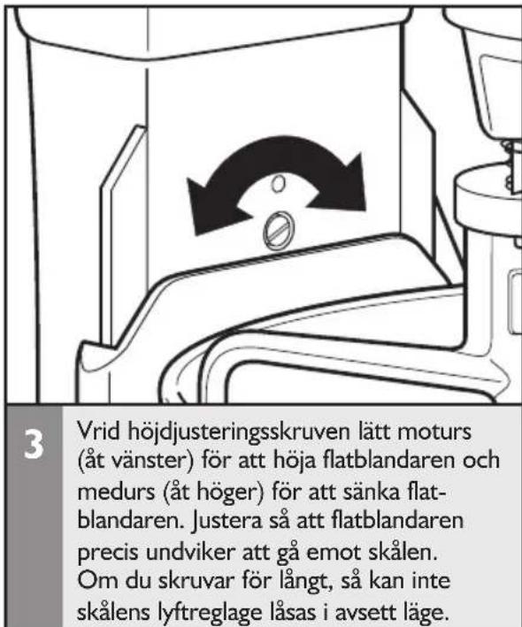 KITCHENAID 5KSM6521XECA - Justering av avständet mellan visp och skål - 3