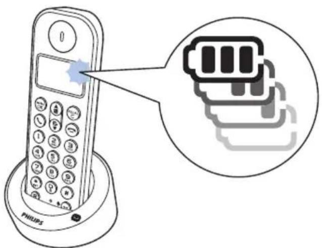 PHILIPS D1254B - Vérification du niveau de charge de la batterie - 1