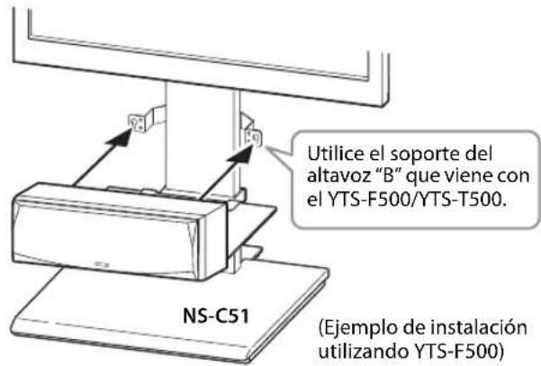 YAMAHA NSP51 - Instalar el altavoz central sobre el soporte Yamaha YTS-F500/YTS-T500 TV - 2