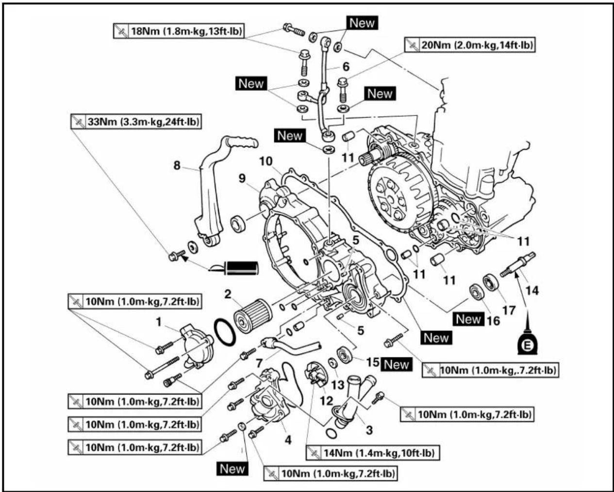 YAMAHA WR400F (1999) - OIL FILTER, WATER PUMP AND CRANKCASE COVER (RIGHT) - 2