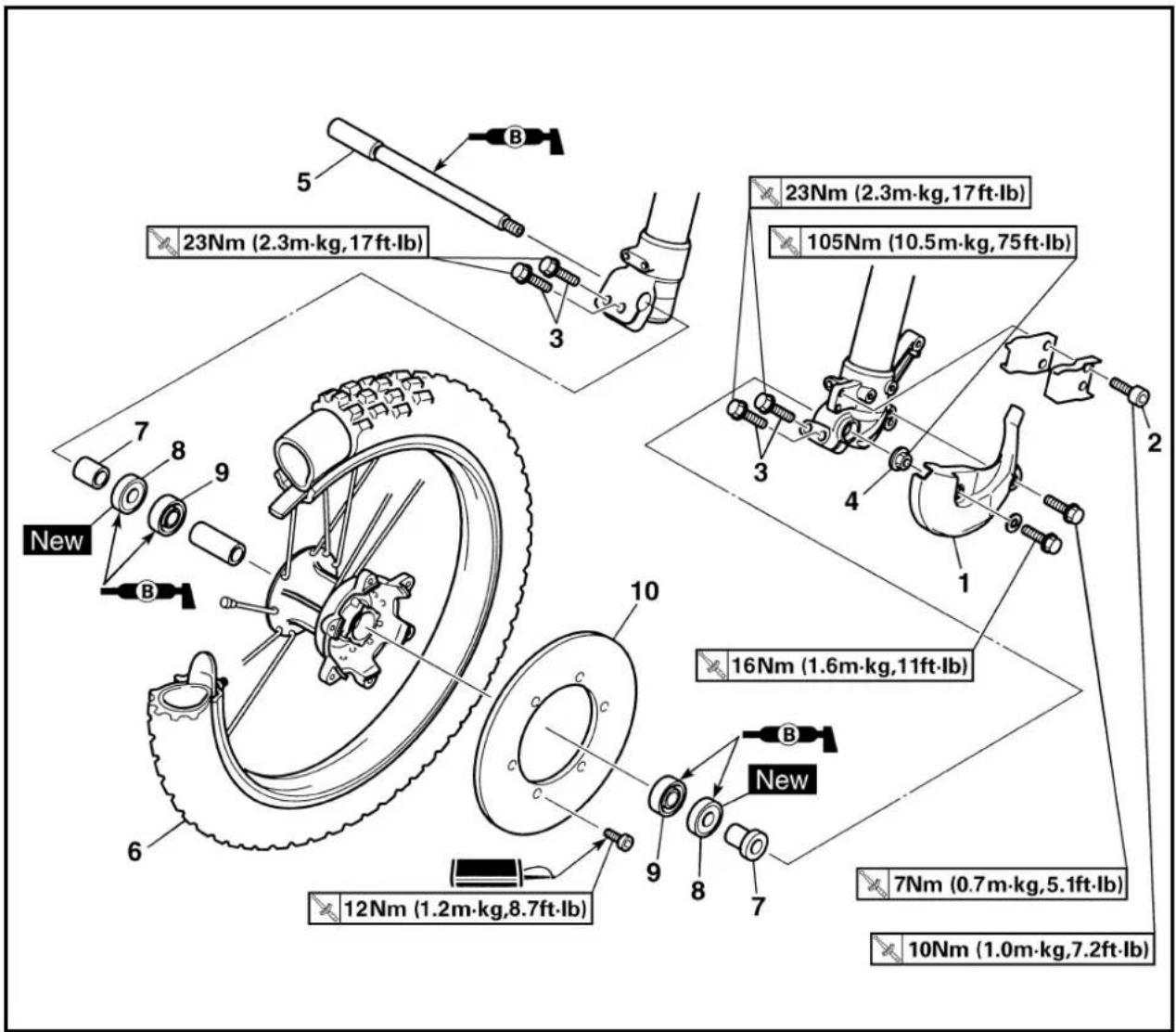 YAMAHA WR400F (1999) - FRONT WHEEL AND REAR WHEEL - 1