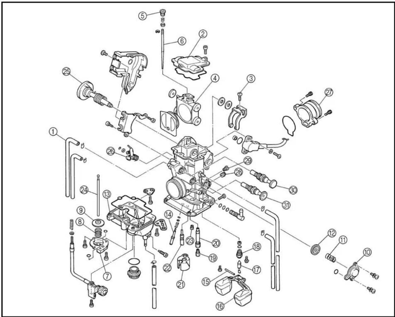YAMAHA WR400F (1999) - CARBURETOR DISASSEMBLY - 1