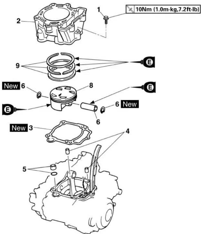YAMAHA WR400F (1999) - CYLINDER AND PISTON CYLINDER AND PISTON - 2