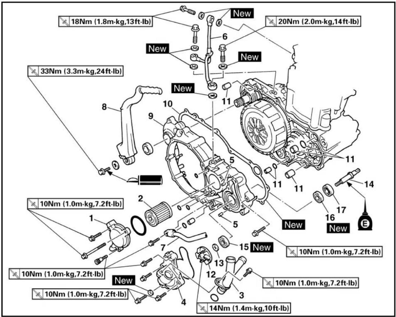 YAMAHA WR426F (2000) - OIL FILTER, WATER PUMP AND CRANKCASE COVER (RIGHT) OIL FILTER, WATER PUMP AND CRANKCASE COVER (RIGHT) - 5