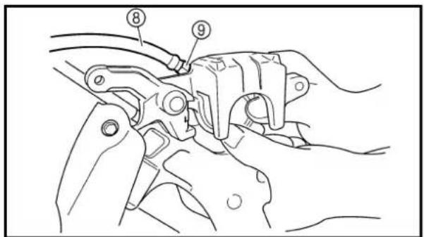 YAMAHA WR426F (2000) - Brake pad replacement steps: - 1