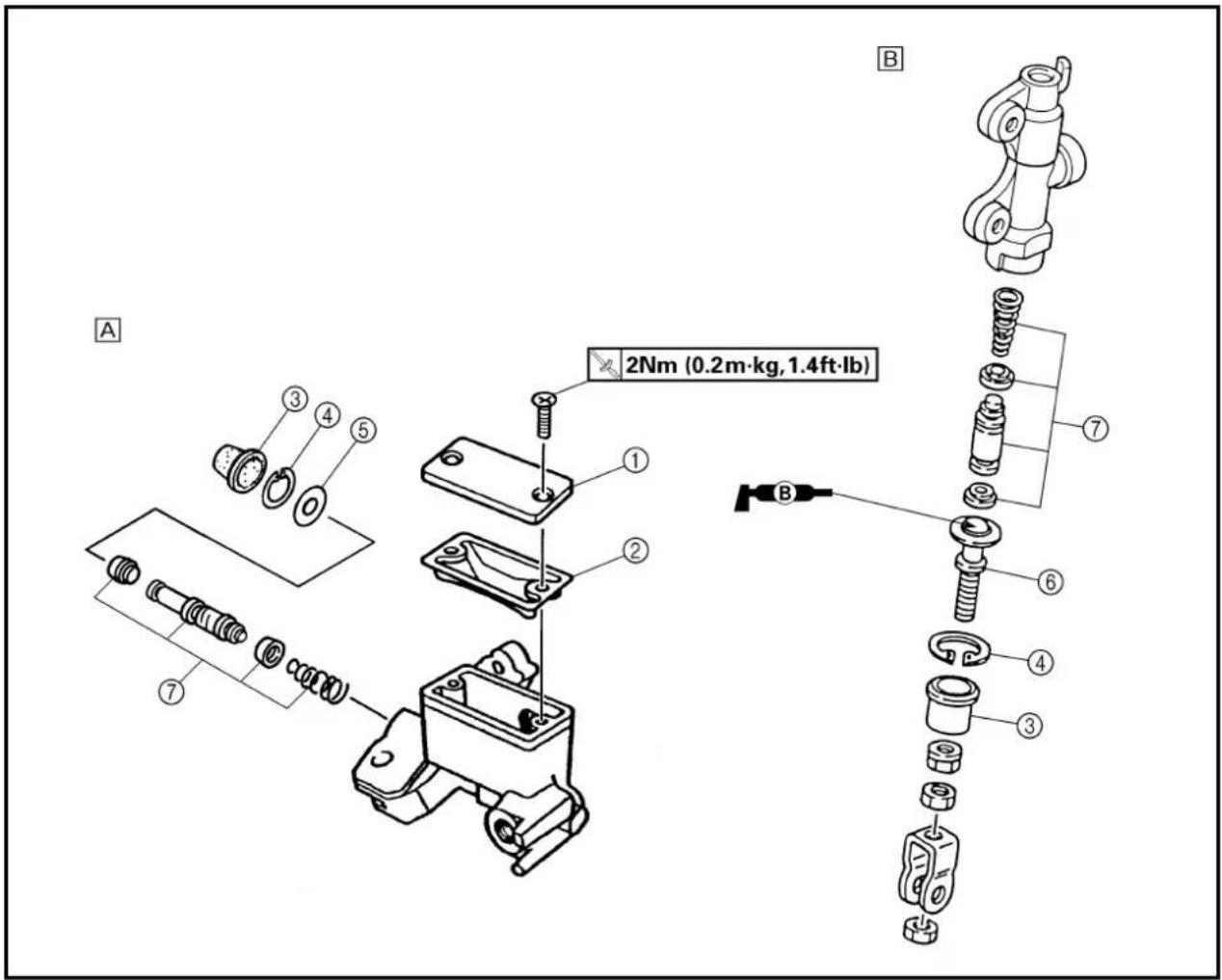 YAMAHA WR426F (2000) - MASTER CYLINDER DISASSEMBLY - 1