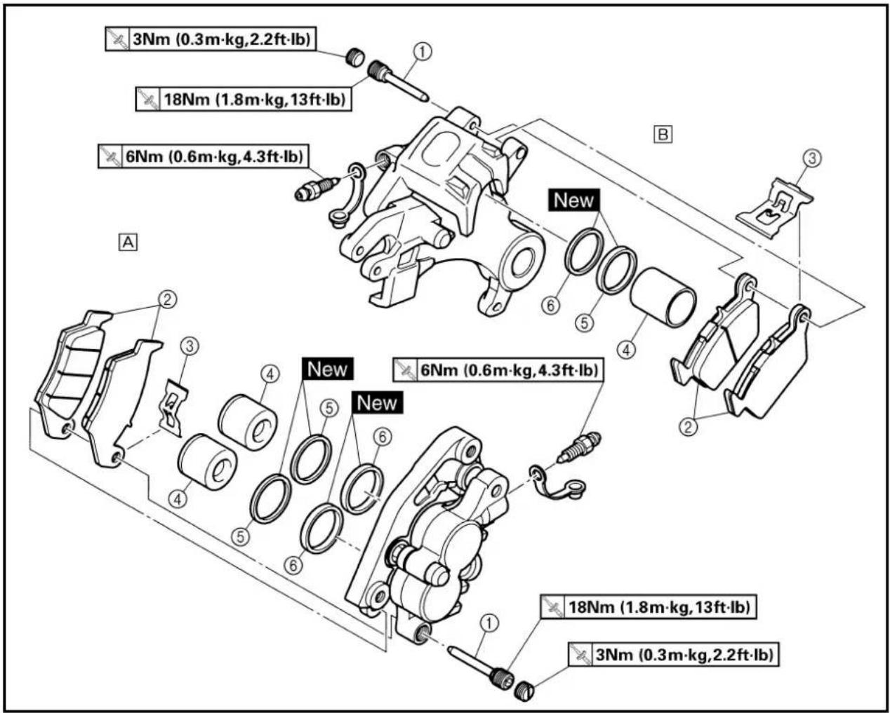 YAMAHA WR426F (2000) - CALIPER DISASSEMBLY - 1