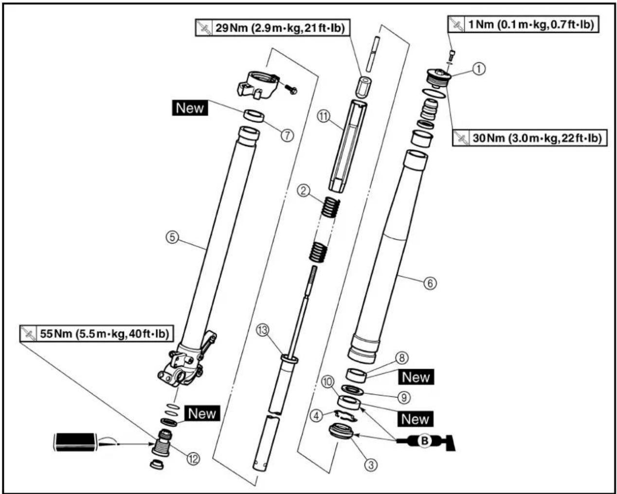 YAMAHA WR426F (2000) - FRONT FORK DISASSEMBLY - 1