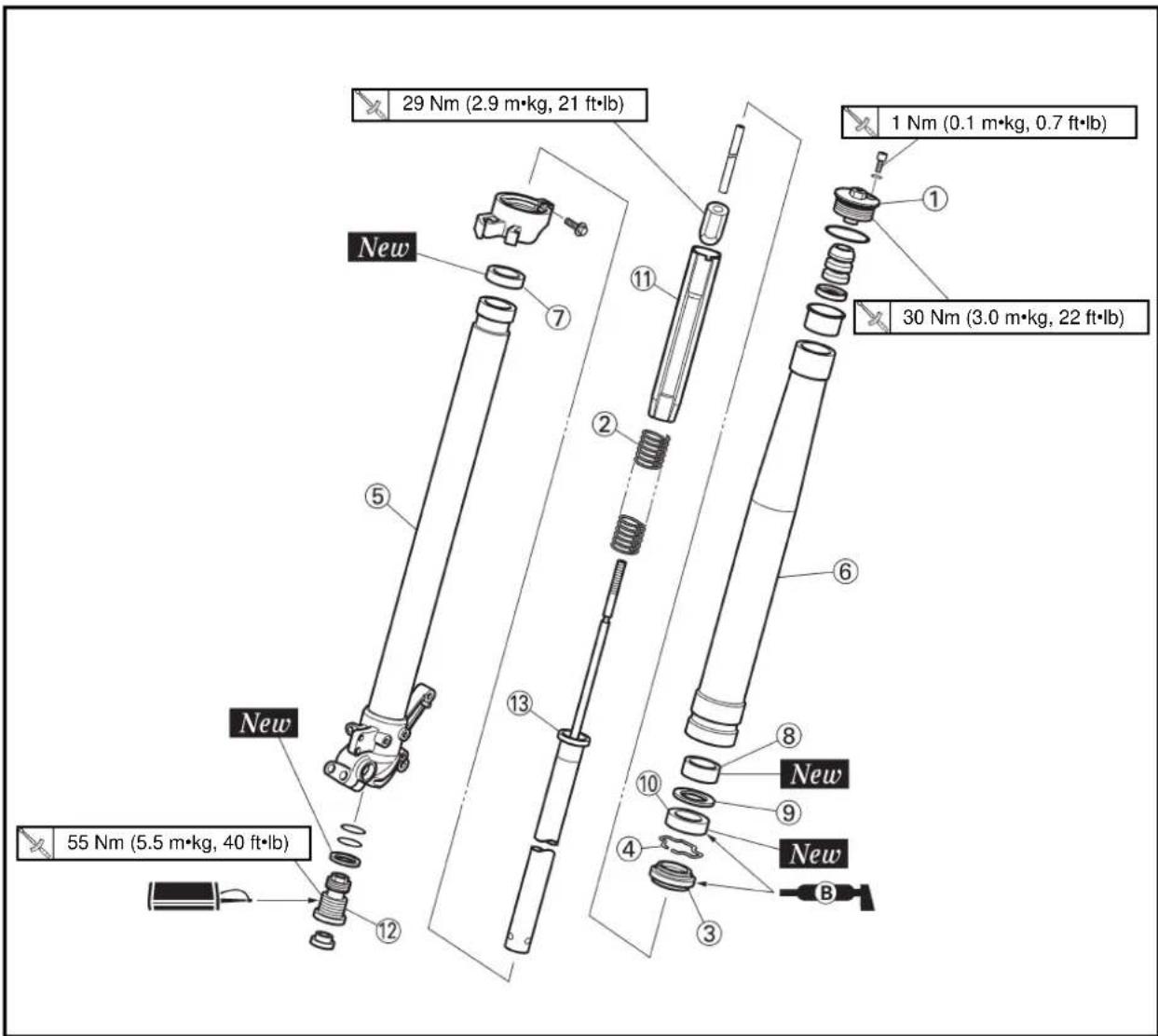 YAMAHA YZ125 (2000) - FRONT FORK DISASSEMBLY - 1