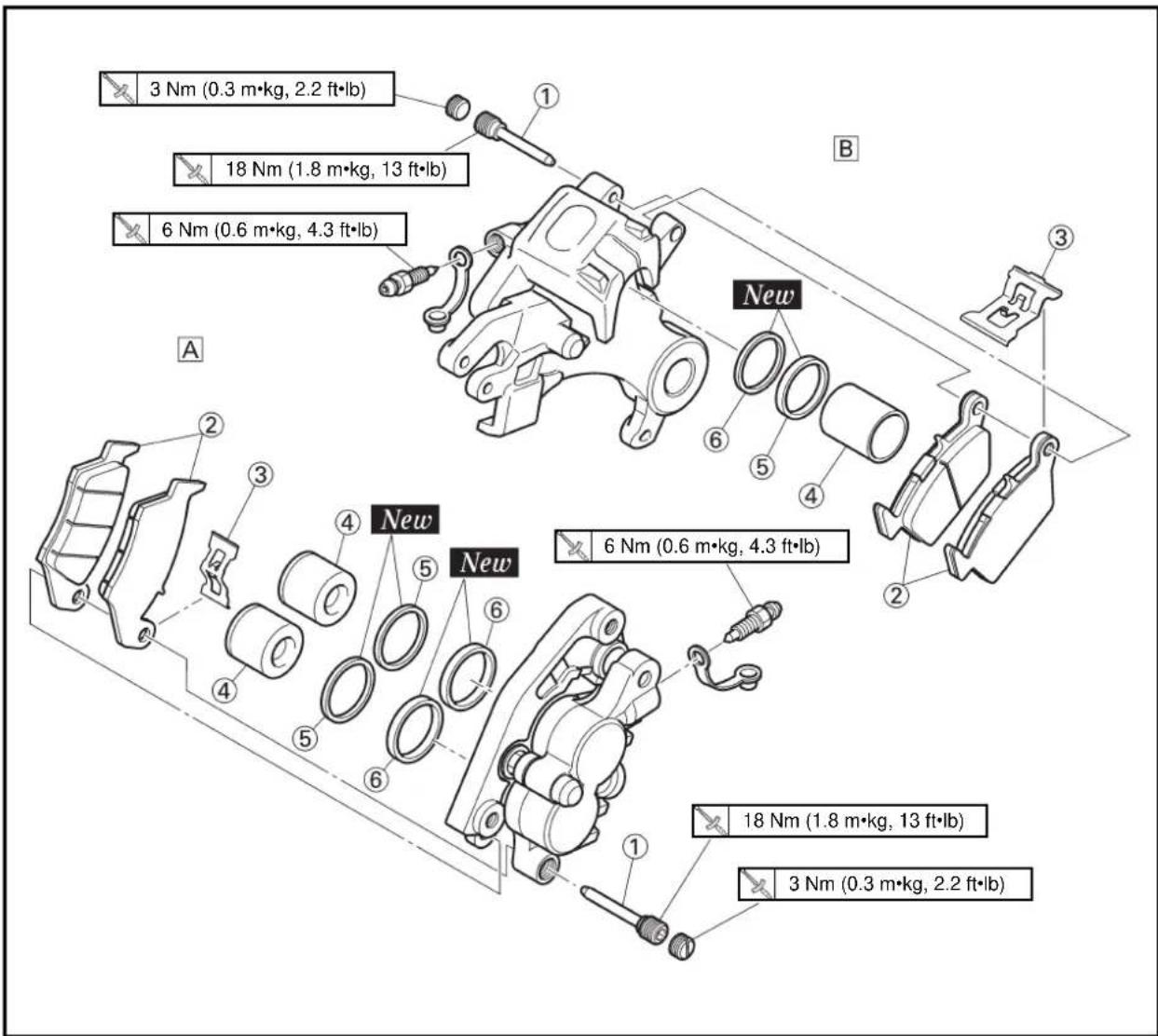 YAMAHA YZ125 (2000) - CALIPER DISASSEMBLY - 1
